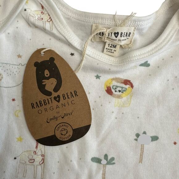 Rabbit Bear NWT Organic Cotton Safari Animal Shirt Babies Size 12M - Picture 2 of 8